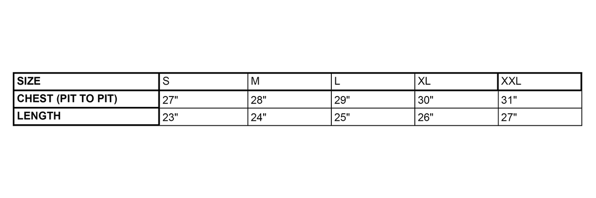 Multi-Rib Sweater size chart
