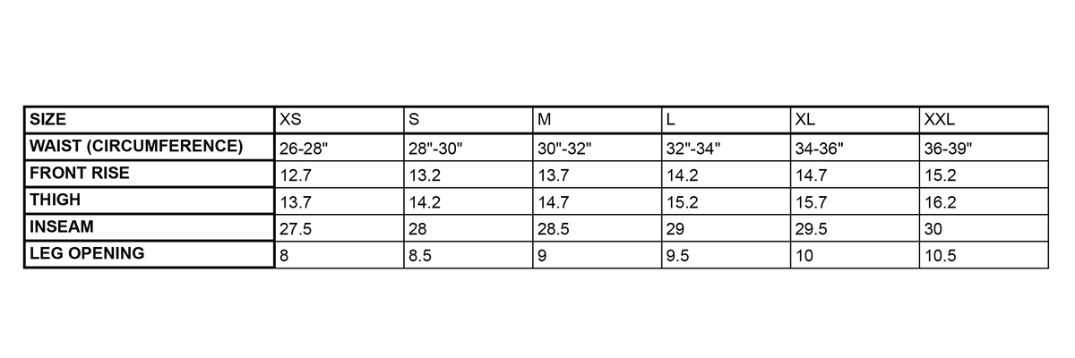 Pleated Felt Trousers size chart