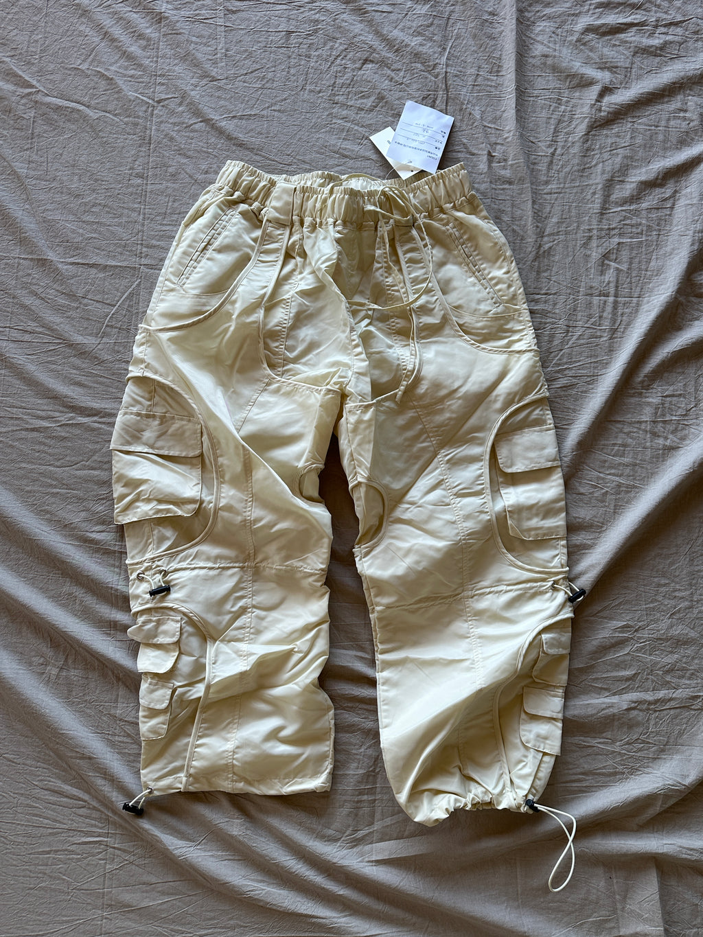 Cream Nylon Mud Cargos