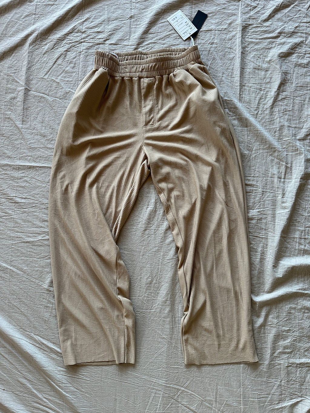 Camel Tan Flowy Pleated Pants