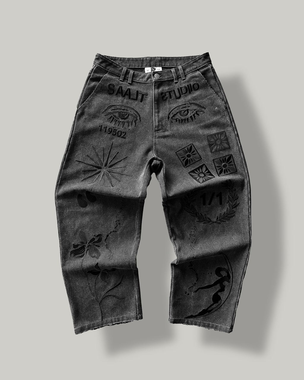 Charcoal Ornate Work Pants