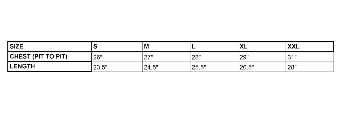 Souffle Hoodie size chart